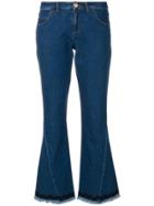 See By Chloé Frayed Boot-cut Cropped Jeans - Blue