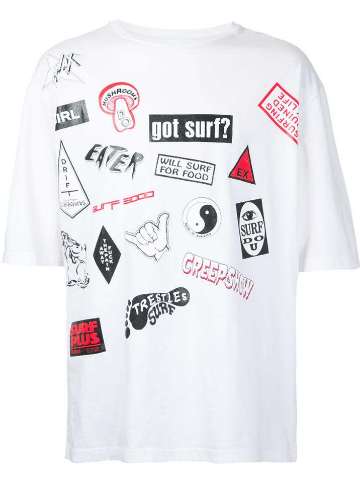 Ex Infinitas Surf Sticker T-shirt - White