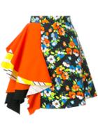 Msgm Floral Print Skirt, Women's, Size: 38, Black, Cotton