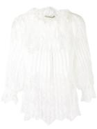 Ermanno Scervino - Lace Pleated Blouse - Women - Ramie/polyamide - 40, White, Ramie/polyamide