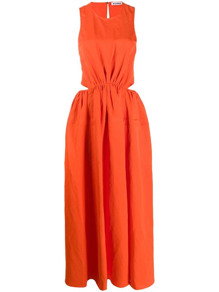Jil Sander Peek-a-boo Panelled Maxi Dess - Orange