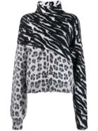 Unravel Project Animal Print Zipped Jumper - Black