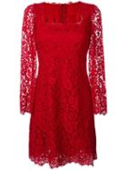 Dolce & Gabbana Floral Lace Dress, Women's, Size: 40, Red, Cotton/viscose/silk