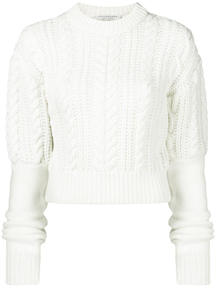 Philosophy Di Lorenzo Serafini Cable Knit Cropped Jumper - White