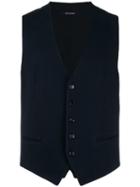 Tagliatore V-neck Waistcoat, Men's, Size: 54, Blue, Cotton