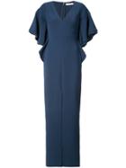 Halston Heritage Flutter Sleeve Maxi Dress - Blue