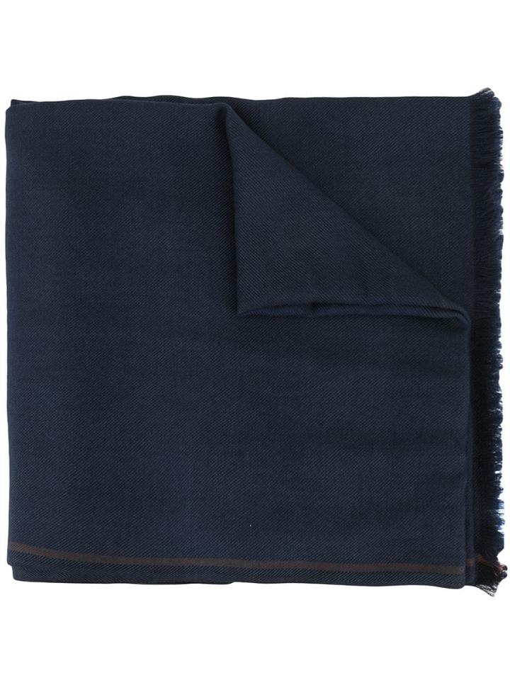 Ermenegildo Zegna Fringed Detail Scarf - Blue