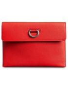 Burberry D-ring Leather Pouch With Zip Coin Case - Red