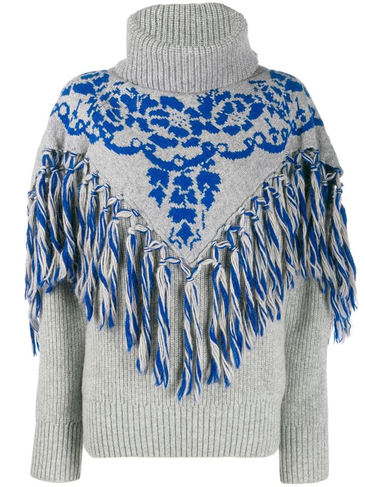 Sacai Fringe Detail Knit Jumper - Grey