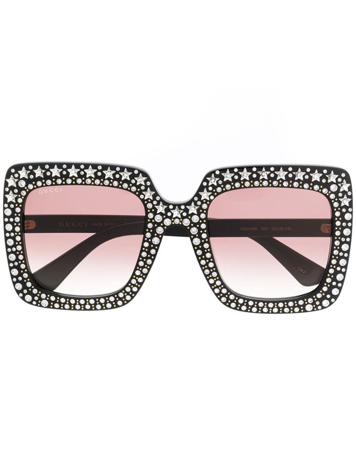Gucci Eyewear Crystal Embellished Oversized Sunglasses - Black