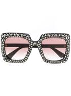 Gucci Eyewear Crystal Embellished Oversized Sunglasses - Black