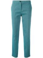 Etro Jacquard Cropped Trousers, Women's, Size: 42, Blue, Cotton/polyamide/polyester/spandex/elastane