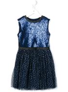 Diesel Kids Sequin Embellished Flared Dress, Girl's, Size: 6 Yrs, Blue