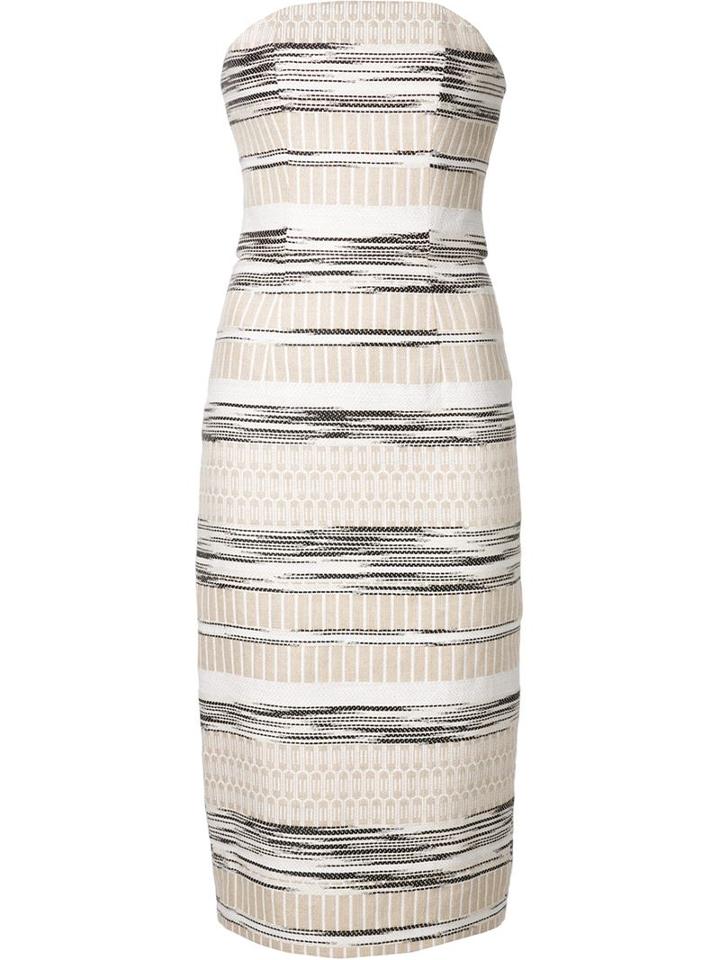 Christian Siriano Woven Stripe Strapless Dress