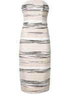 Christian Siriano Woven Stripe Strapless Dress