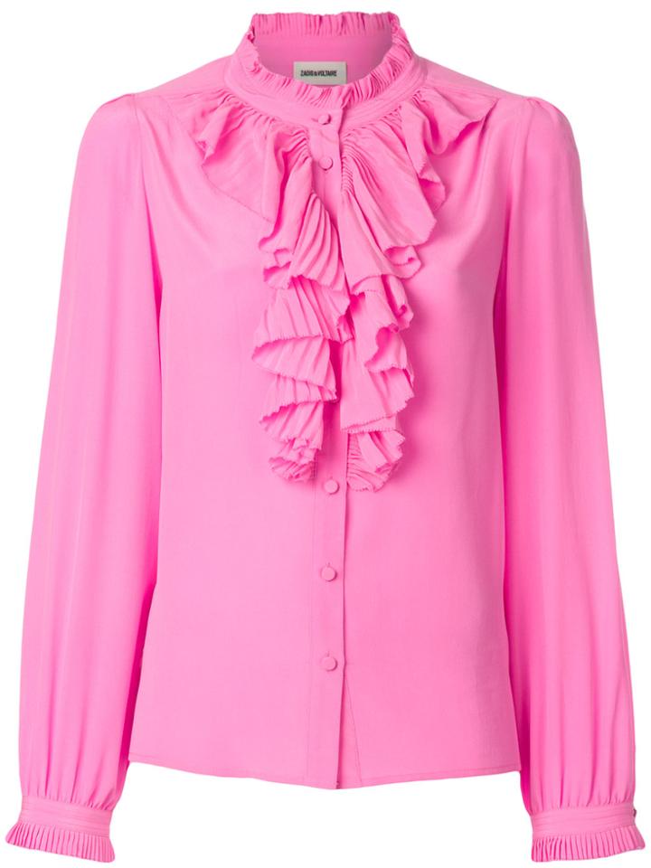 Zadig & Voltaire Tacco Ruffle Trim Shirt - Pink & Purple