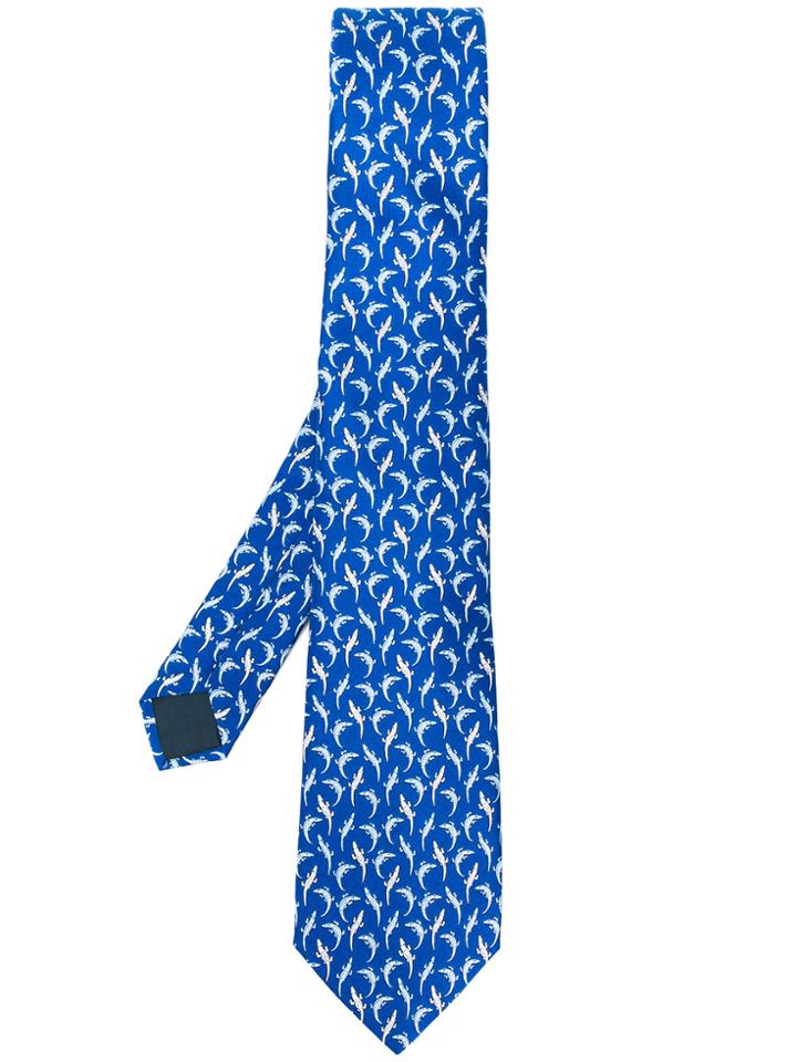 Lanvin Alligator Print Tie - Blue