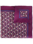 Salvatore Ferragamo Horse Print Pocket Square, Men's, Pink/purple, Silk