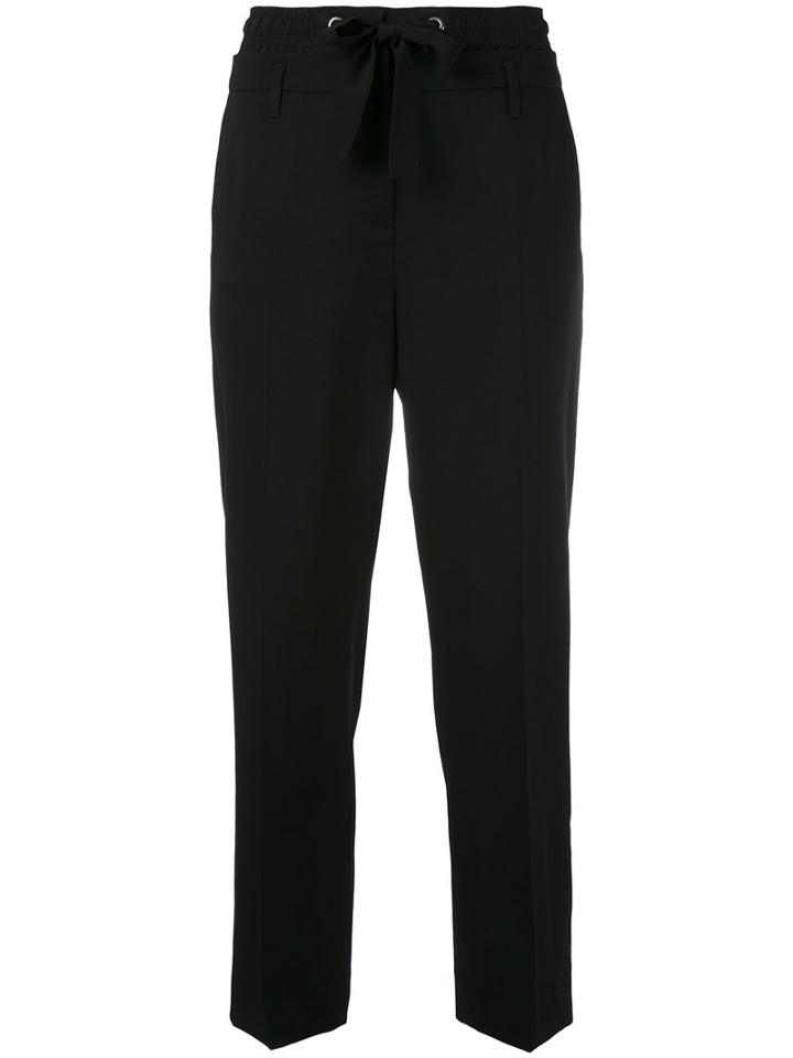 Dorothee Schumacher - Drawstring Cropped Trousers - Women - Silk/spandex/elastane/virgin Wool - 6, Black, Silk/spandex/elastane/virgin Wool