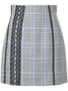 Msgm Lace Trim Check Skirt - Grey