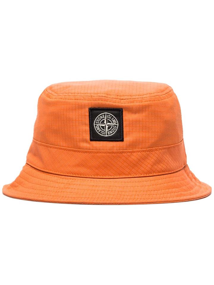 Stone Island Reflective Logo Patch Bucket Hat - Orange