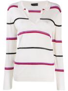 Cashmere In Love Striped Polo Shirt - Neutrals