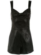 Andrea Bogosian Leather Playsuit - Black
