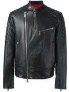 Dsquared2 Quilt Sleeved Leather Jacket - Black