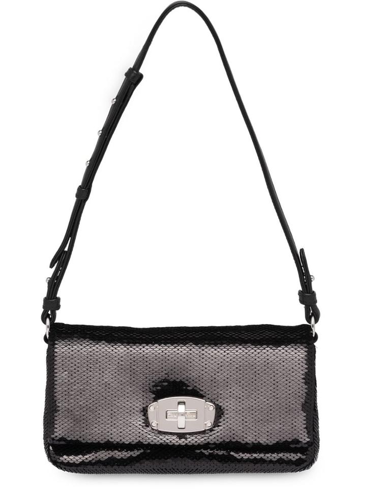 Miu Miu Sequin Embellished Shoulder Bag - Black
