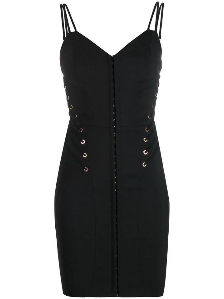 Murmur Lace-up Detail Fitted Dress - Black