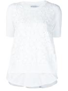 Moncler Floral Applique Top, Women's, Size: Xs, White, Cotton/polyester