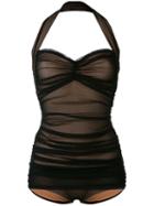 Norma Kamali Mesh Panel Swimsuit, Women's, Size: Medium, Black, Nylon/spandex/elastane
