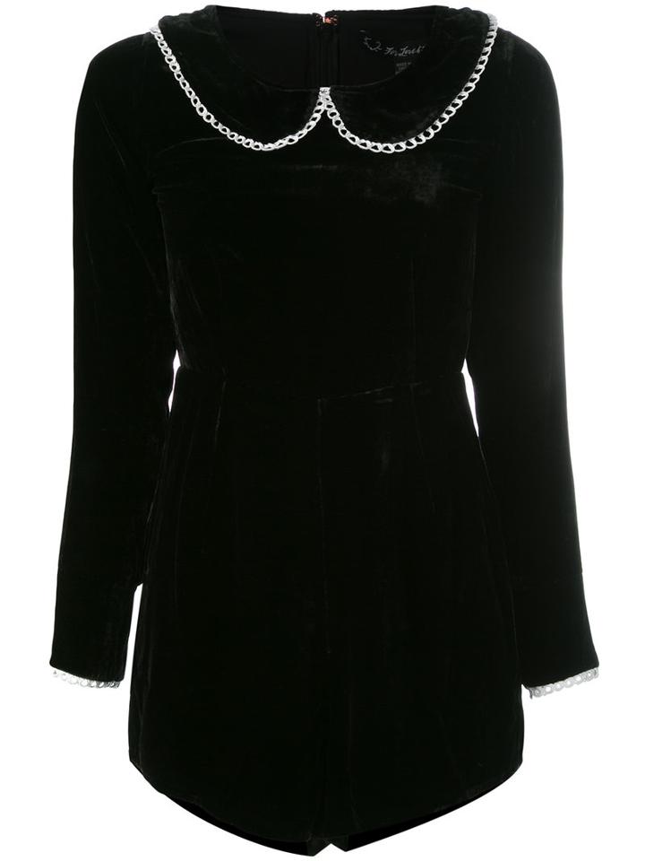 For Love And Lemons Colett Playsuit, Women's, Size: Medium, Black, Silk/rayon/polyester/spandex/elastane