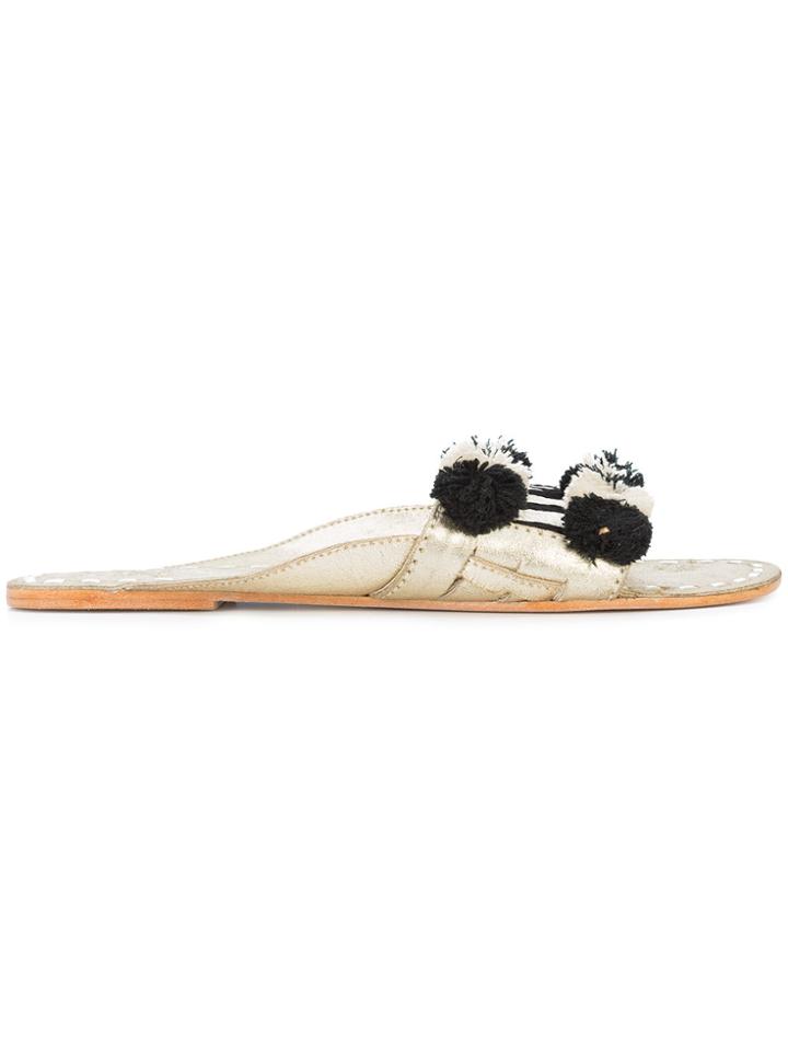 Figue Noona Pompom Detail Sandals - Metallic