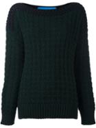 Mih Jeans Boat Neck Afghan Jumper, Women's, Size: Medium, Green, Acrylic/alpaca/merino