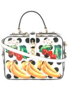 Dolce & Gabbana Fruit Print Polka Dog Tote, Women's, White, Leather