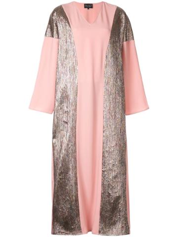 Dima Ayad Panelled Metallic Maxi Dress - Pink