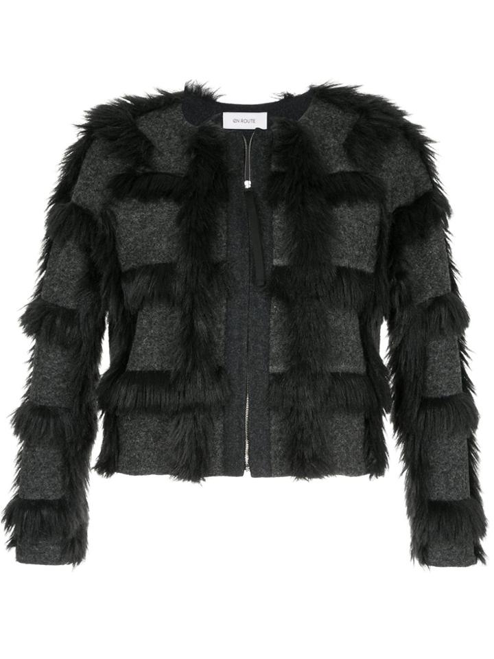 En Route Fur Patch Cropped Jacket - Grey