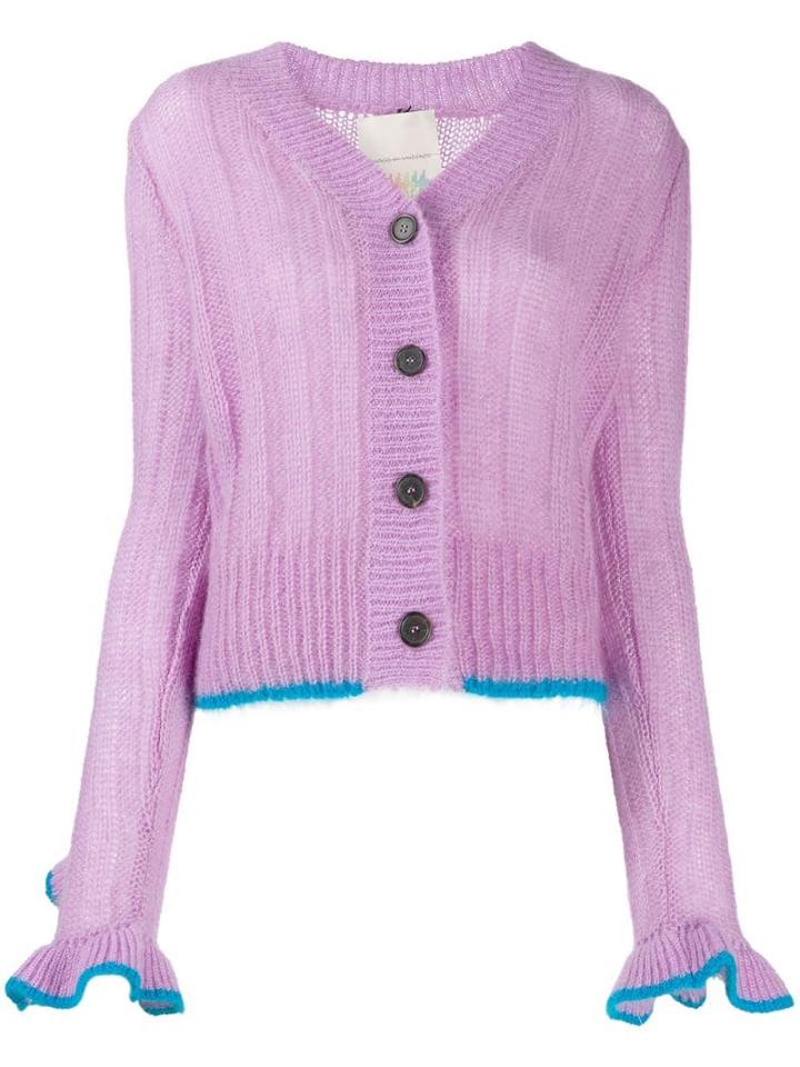 Marco De Vincenzo Ruffle Sleeve Button Cardigan - Purple
