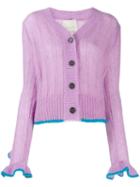 Marco De Vincenzo Ruffle Sleeve Button Cardigan - Purple