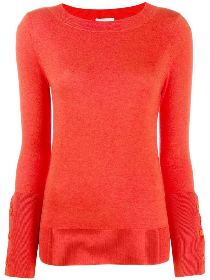 Snobby Sheep Round Neck Slim-fit Jumper - Orange