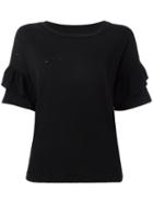 Current/elliott The Ruffle Roadie T-shirt, Women's, Size: 2, Black, Cotton