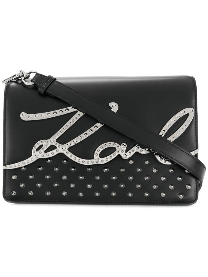 Karl Lagerfeld Signature Studs Shoulder Bag - Black