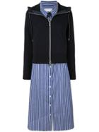 Sacai Striped Hoodie Shirt Dress - Blue