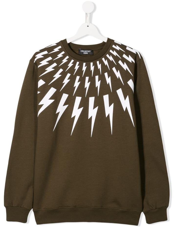 Neil Barrett Kids Teen Thunderbolt Sweatshirt - Green