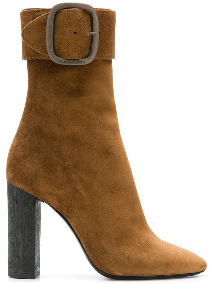 Saint Laurent Joplin 105 Ankle Boots - Nude & Neutrals