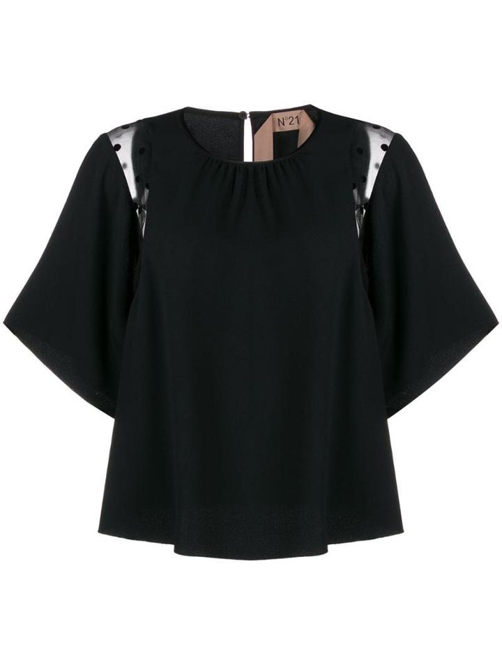Nº21 Sheer Panels Oversized T-shirt - Black