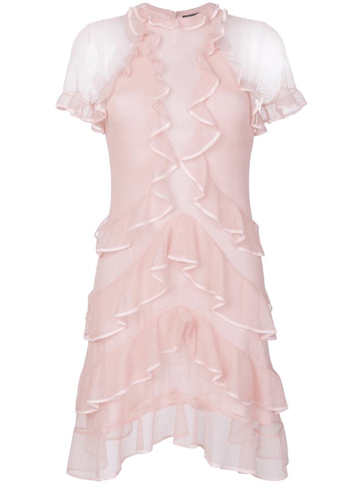 Alexander Mcqueen Frill Lace Dress - Pink & Purple