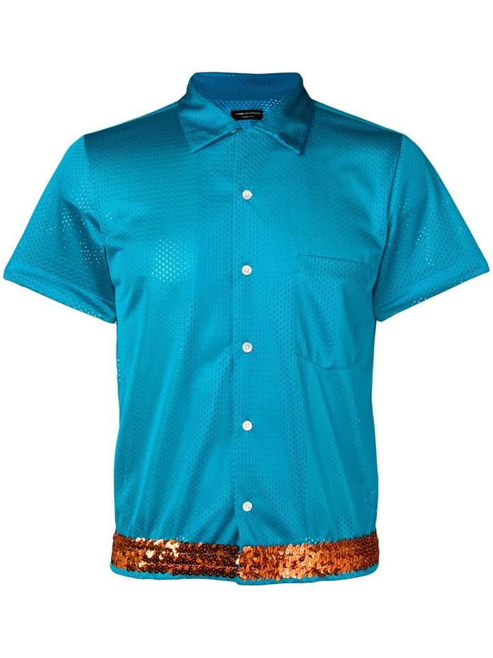 Comme Des Garçons Pre-owned 2000's Mesh Shortsleeved Shirt - Blue