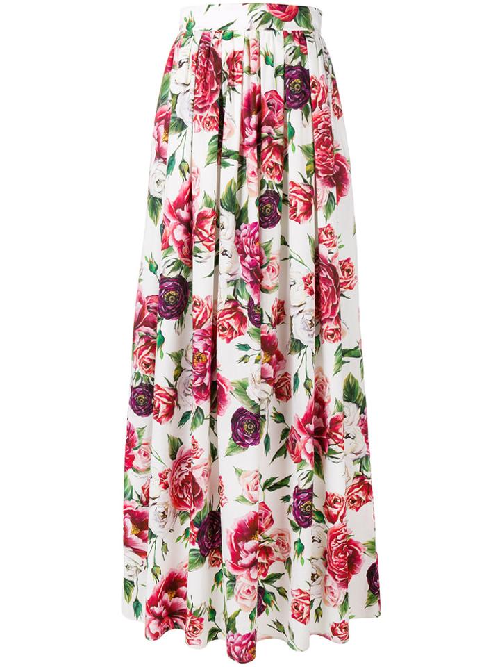 Dolce & Gabbana Peony Print Maxi Skirt - Pink & Purple